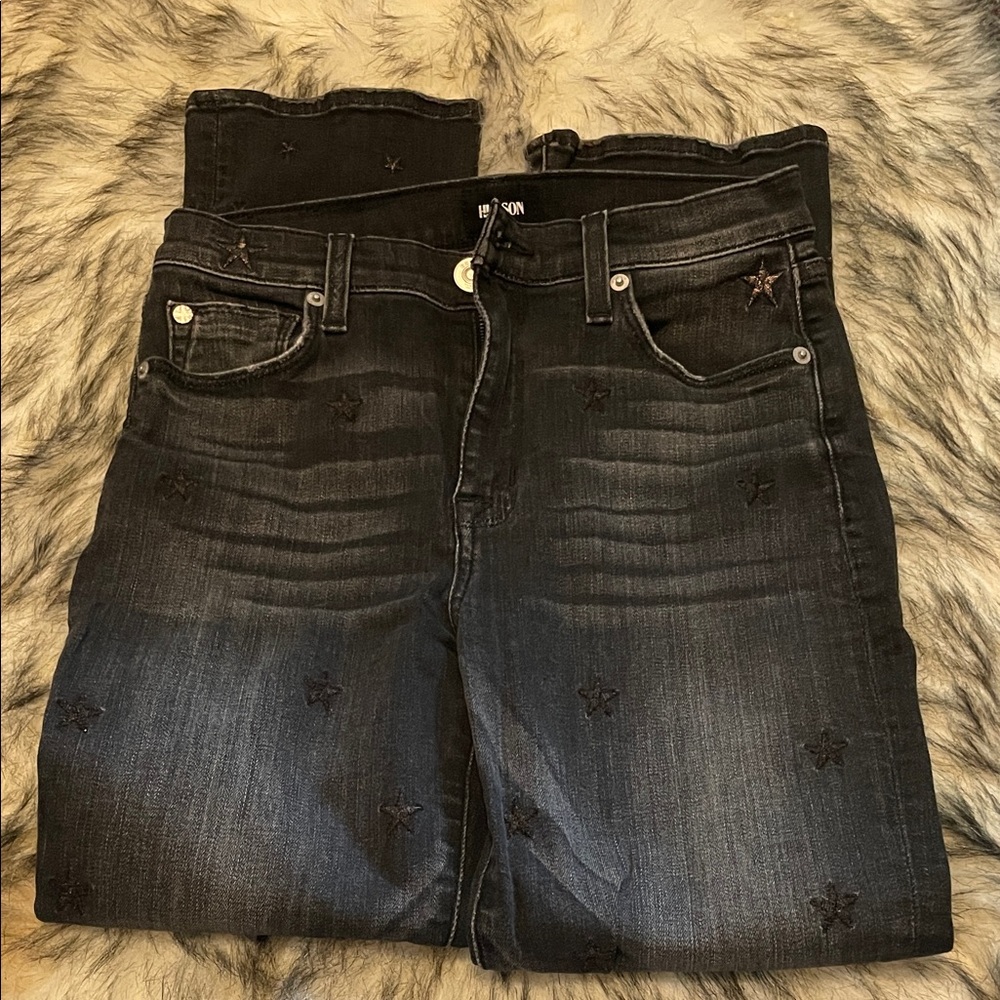 Hudson Jeans Black Skinny Jeans with Star Details